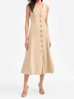 Veronica Beard Beige Button-Front Dress NWT